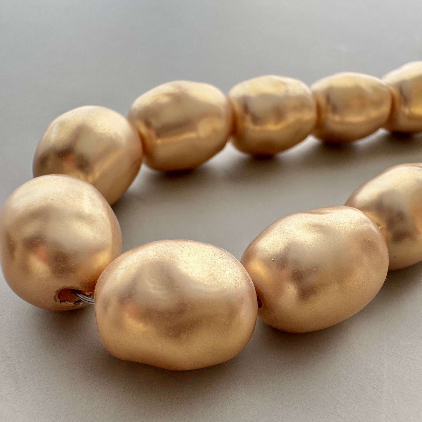 Japan Vintage Glass Baroque Pearl Oval Beige 12x10mm【2pcs】