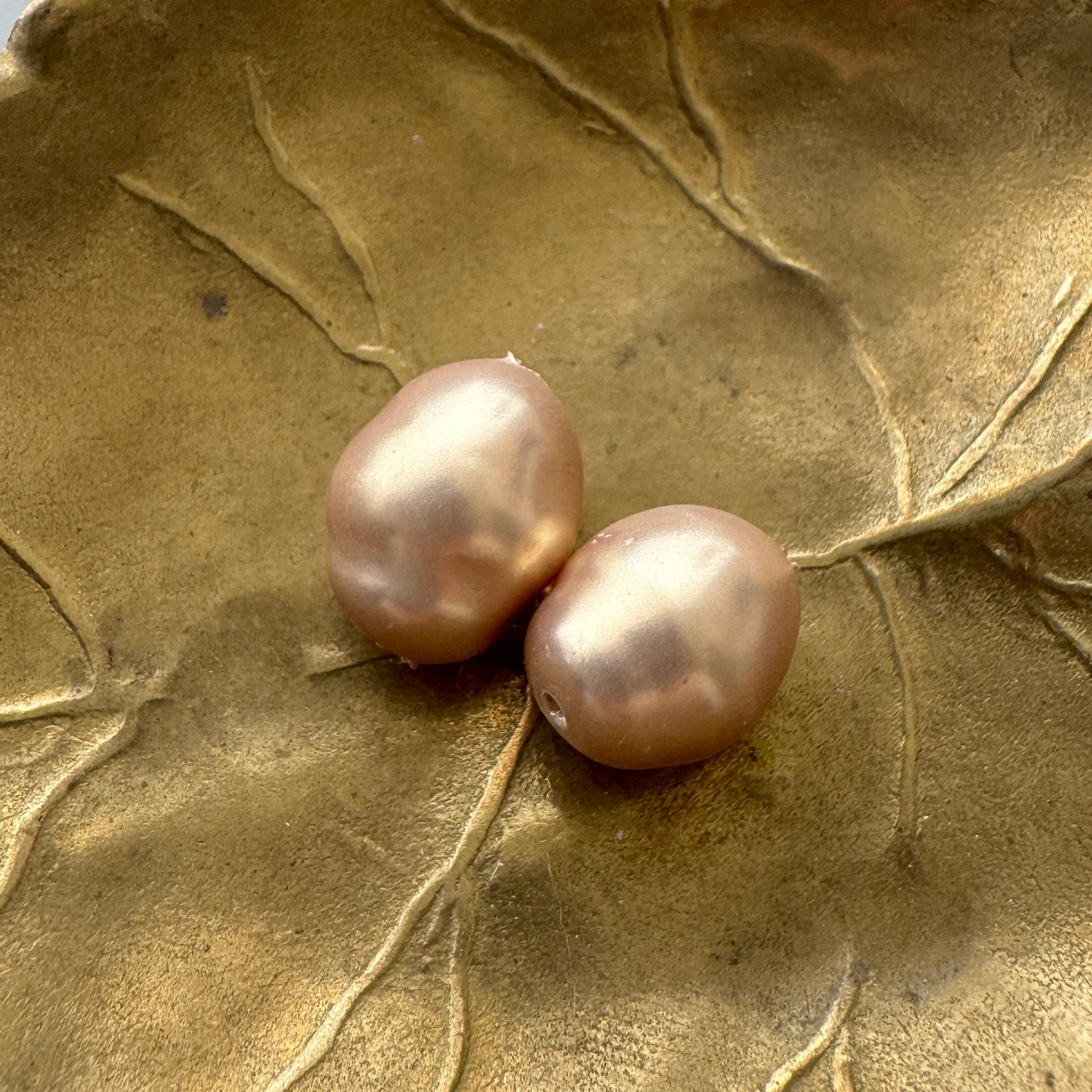 Japan Vintage Glass Baroque Pearl Round Beige 12x10mm【2pcs】