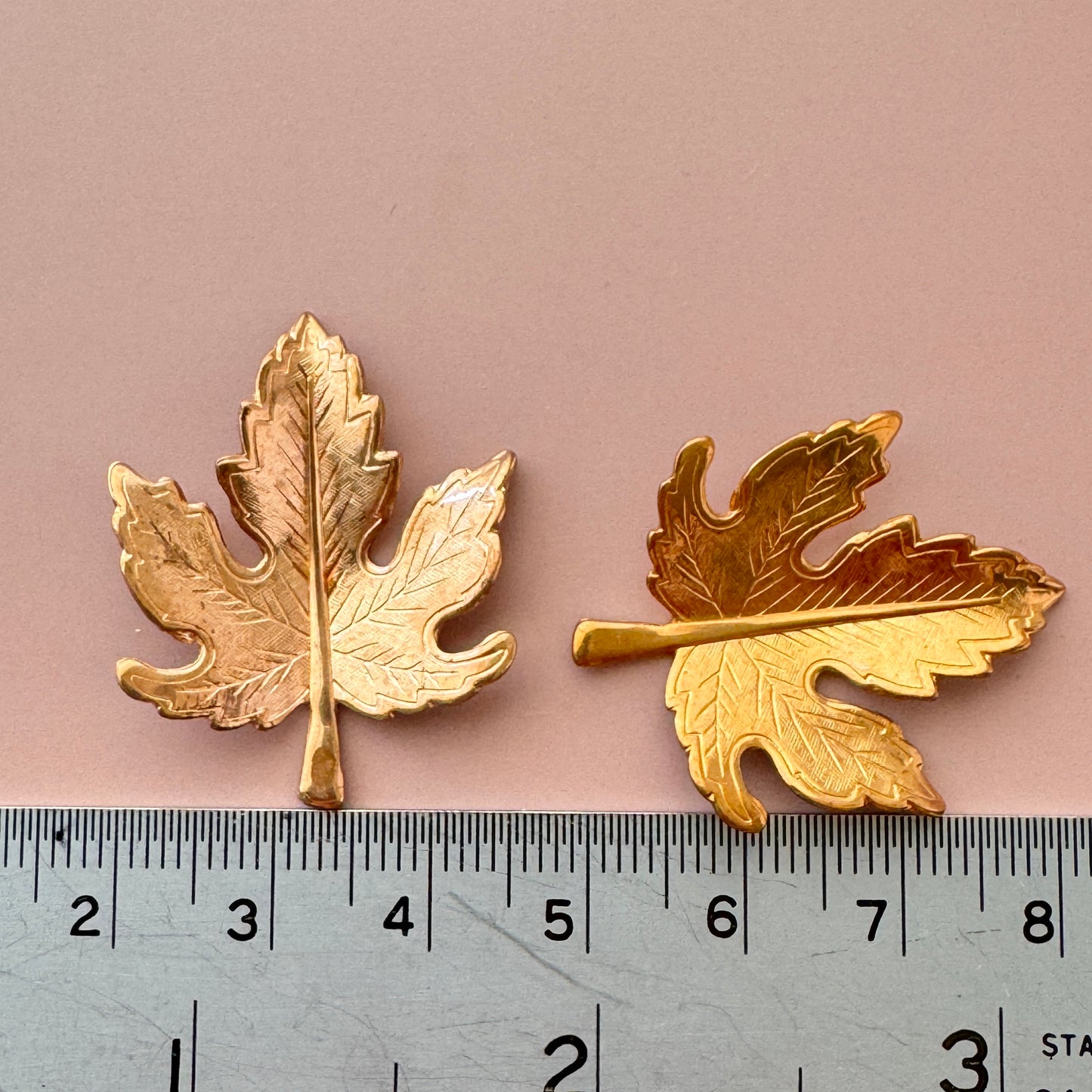Vintage Brass Stamping Maple Leaf 32x25mm