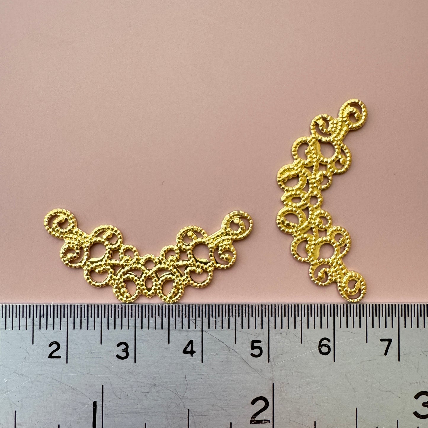 Vintage Brass Filigree 14x32mm 2pcs