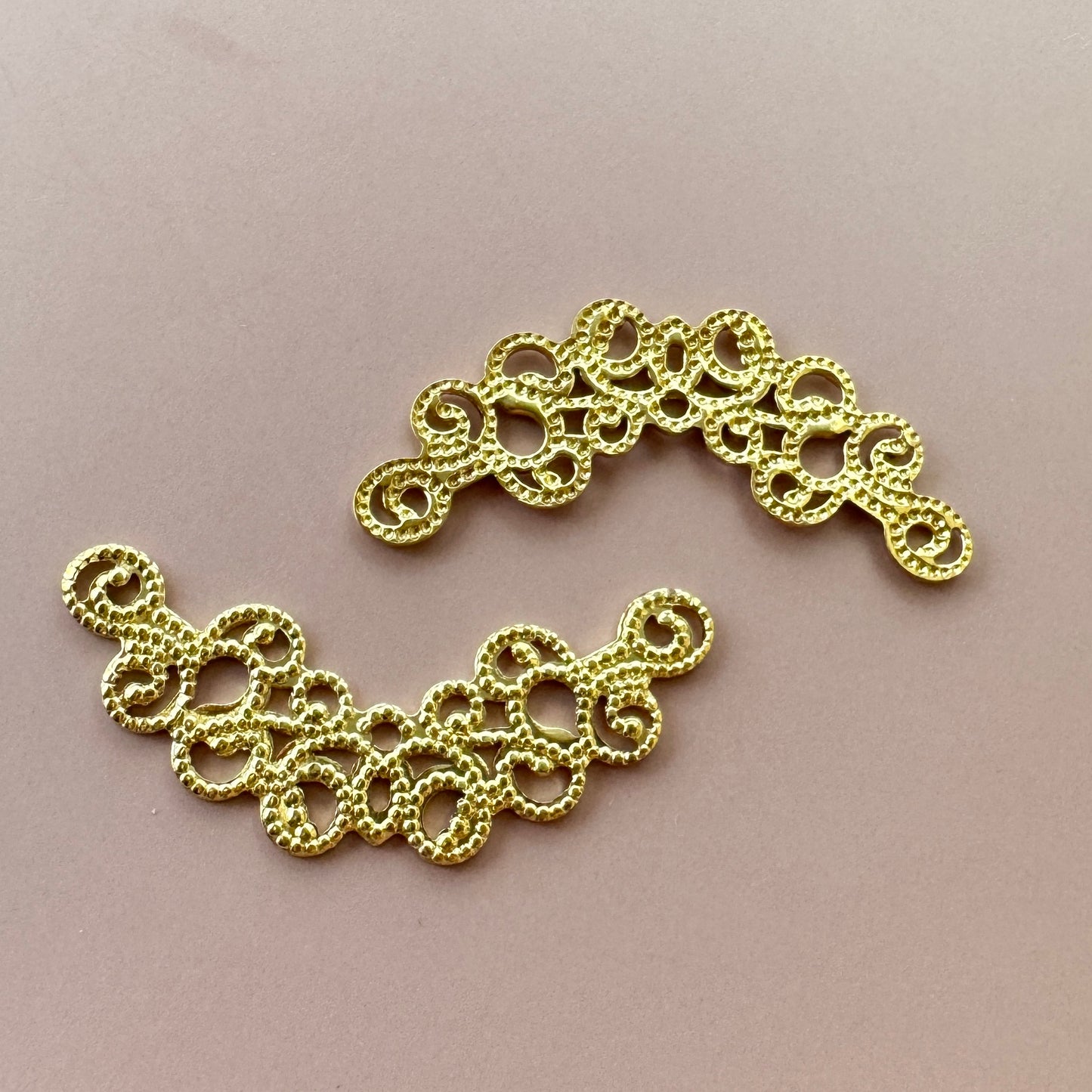 Vintage Brass Filigree 14x32mm 2pcs
