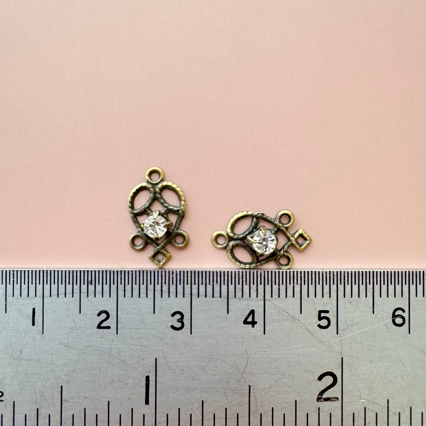 Vintage Metal Rhinestone Filigree 15x8mm 5pcs