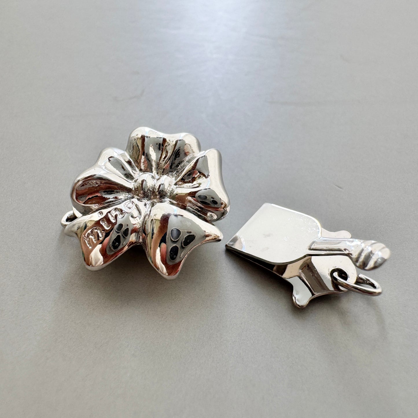 Japan Vintage Ribbon Rhodium Clasp 約20mm
