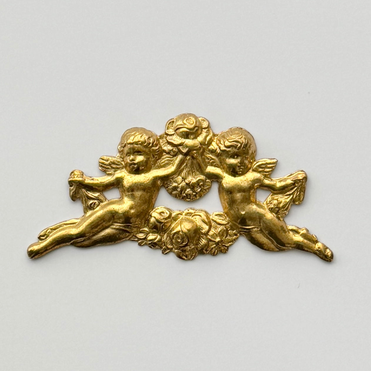 USA Vintage Brass Stamping Angels 30x62mm