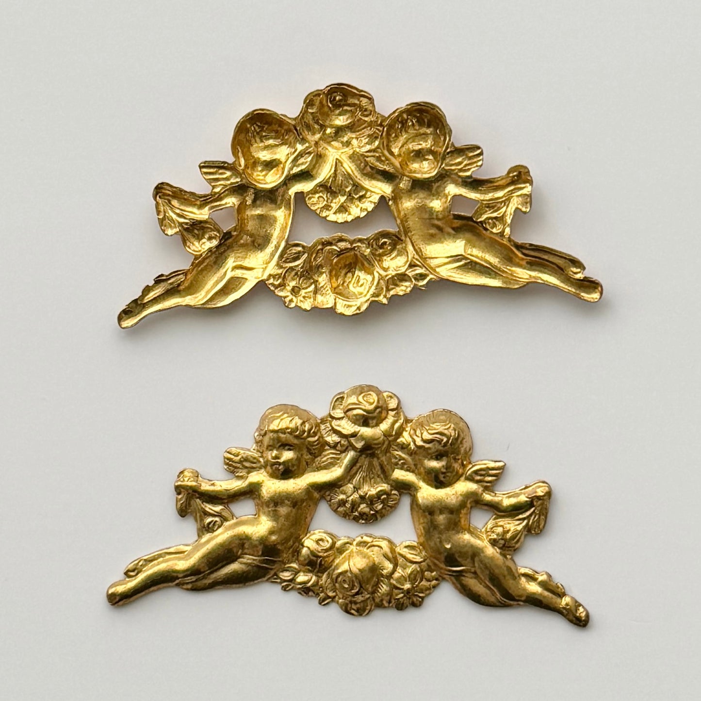 USA Vintage Brass Stamping Angels 30x62mm