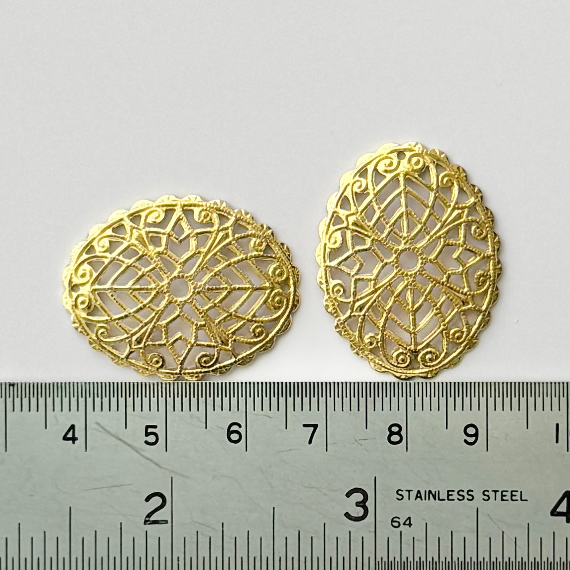 Vintage Brass Stamping Filigree 30x23mm