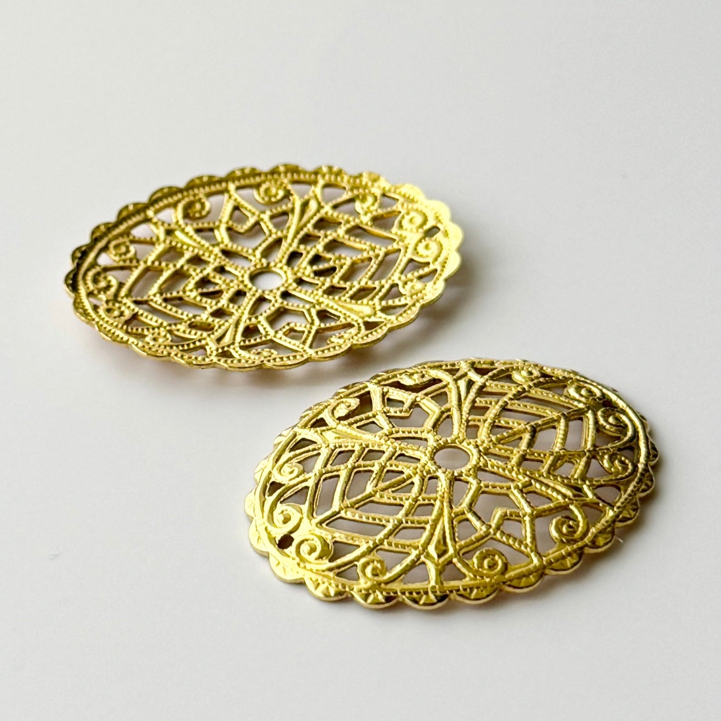 Vintage Brass Stamping Filigree 30x23mm