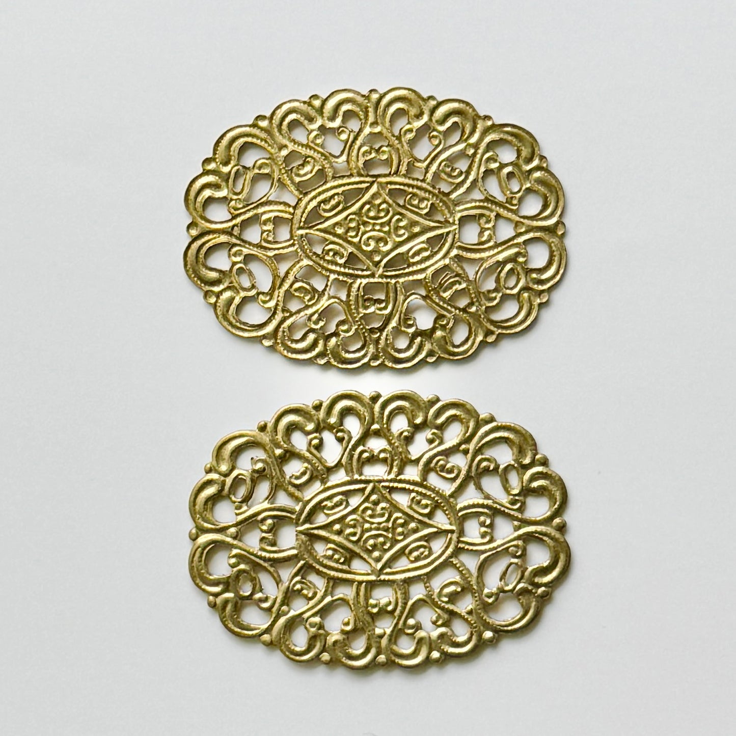 USA Vintage Brass Stamping Filigree 46x35mm