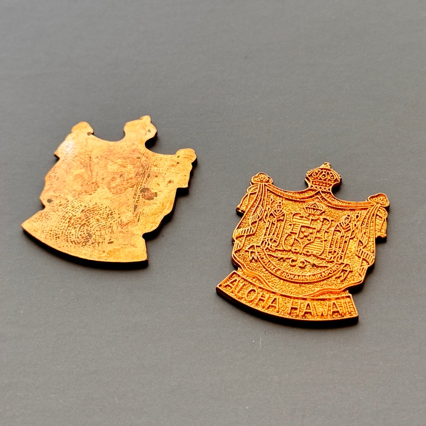 USA Vintage Brass Stamping Aloha Hawaii 30x25mm