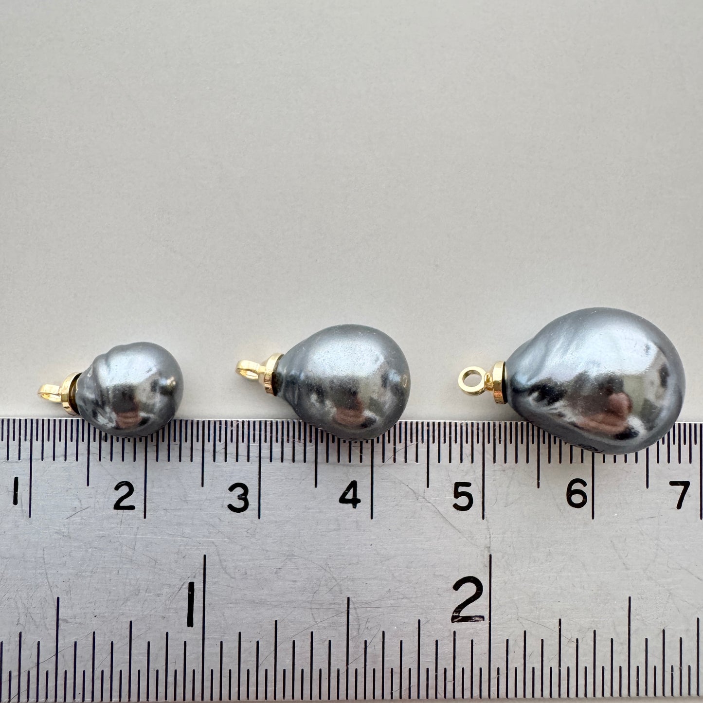 Japan Vintage Glass Baroque Pearl Drop Black【3 size】