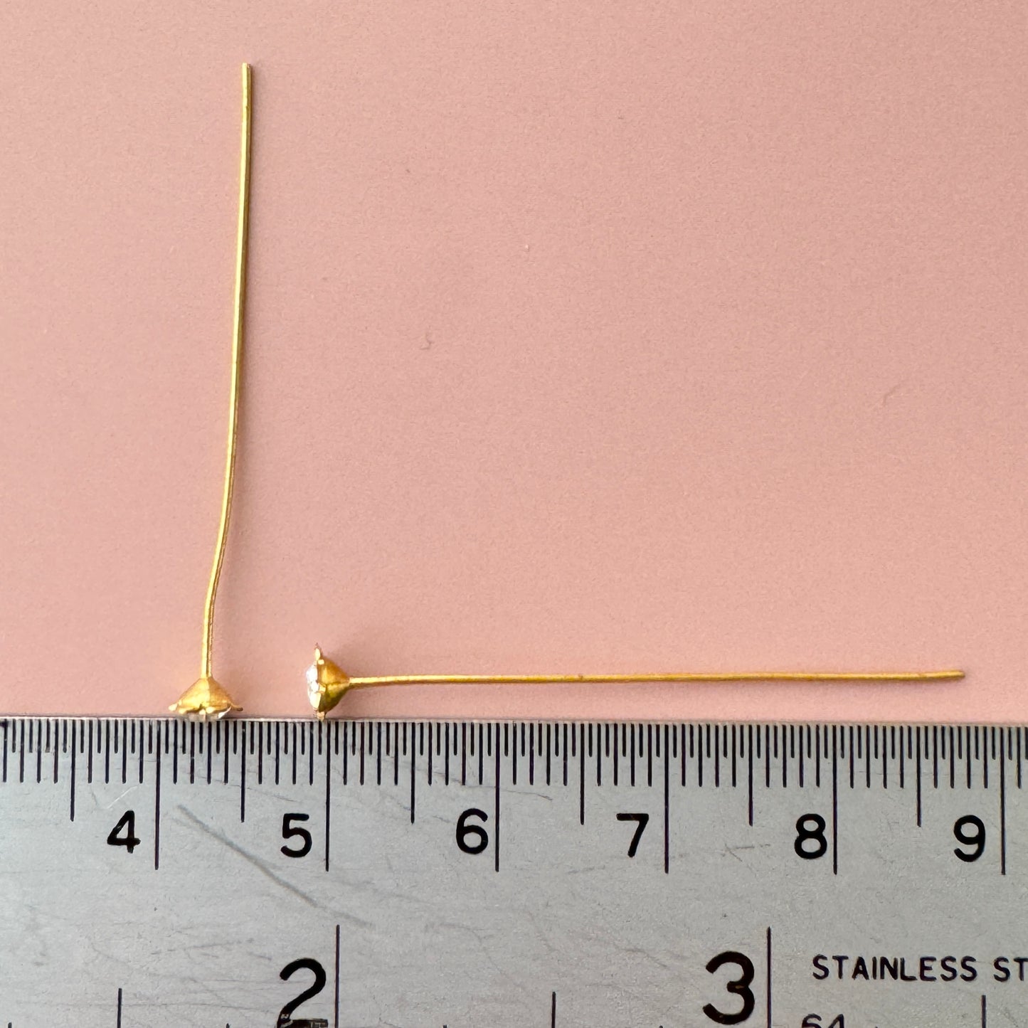 Vintage ラインストーン付フラワーデザインピン 0.5mm/35mm 【5pcs】