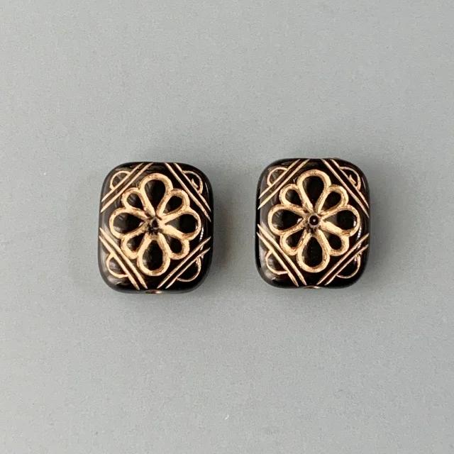 Plastic Beads Rectangle Jet 12×11mm【2pcs】