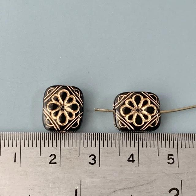Plastic Beads Rectangle Jet 12×11mm【2pcs】