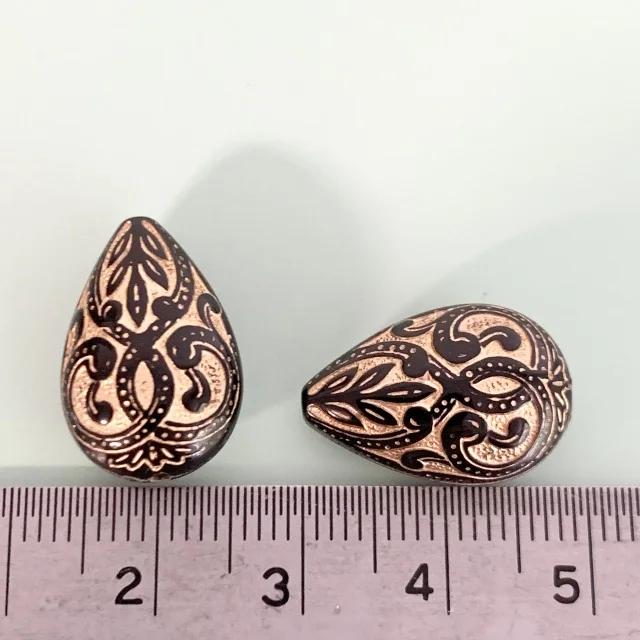 Plastic Beads Pearshape Jet 19×13mm【2pcs】