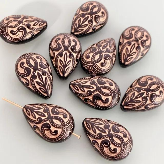 Plastic Beads Pearshape Jet 19×13mm【2pcs】