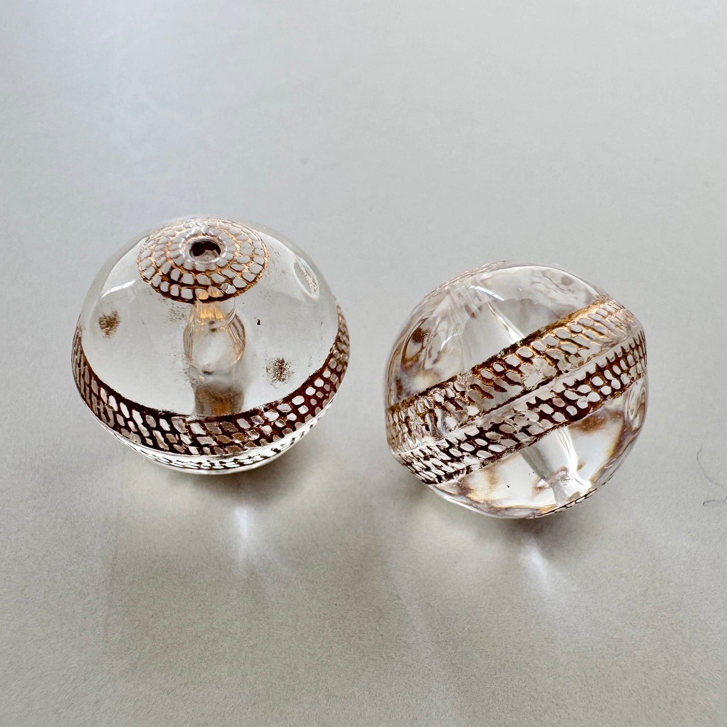 Plastic Beads Gold Tapestry Round Gold/Crystal 12mm【2pcs】