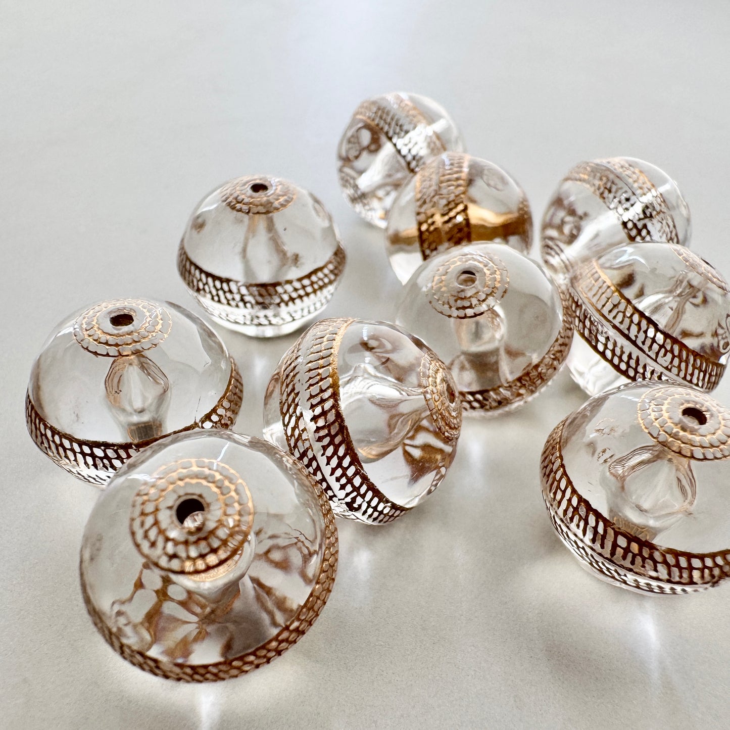 Plastic Beads Gold Tapestry Round Gold/Crystal 12mm【2pcs】