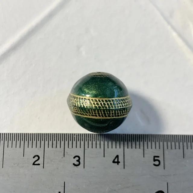 Plastic Beads Gold Tapestry Round LODEN GREEN 16mm【2pcs】