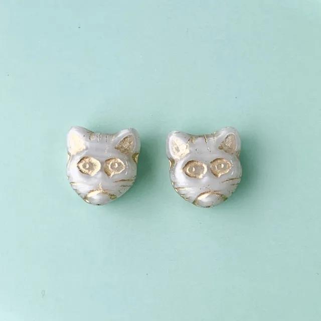 Czech Press Beads Cat Face 13mm【2pcs】