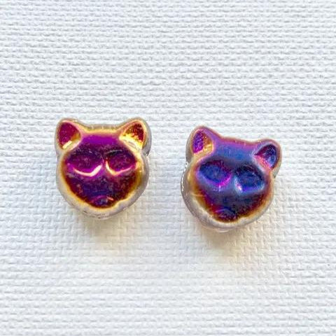 Czech Press Beads Cat Face 13mm【2pcs】