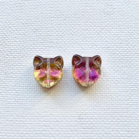 Czech Press Beads Cat Face 13mm【2pcs】