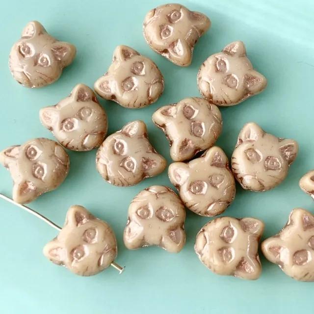 Czech Press Beads Cat Face 13mm【2pcs】