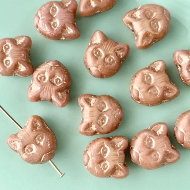 Czech Press Beads Cat Face 13mm【2pcs】