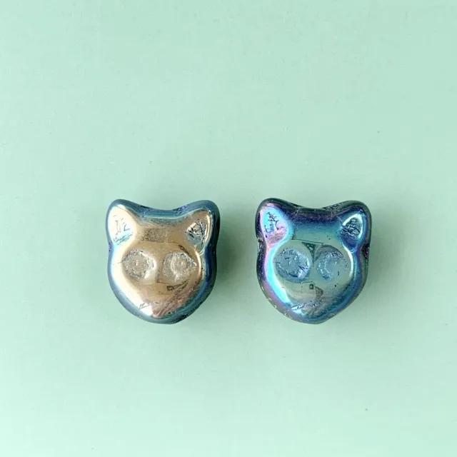 Czech Press Beads Cat Face 13mm【2pcs】