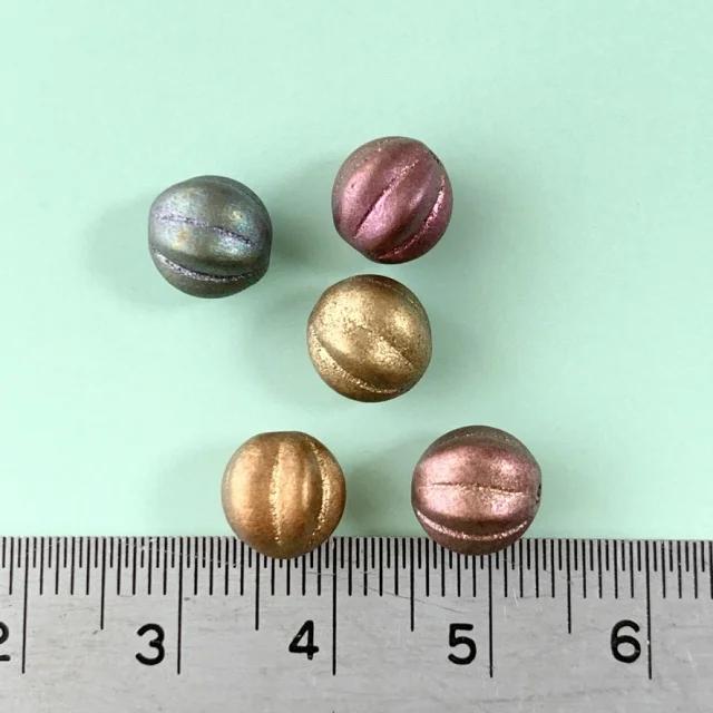 Czech Glass Pressed Beads・Melon・Soft Metallic Mix 8mm【5pcs】