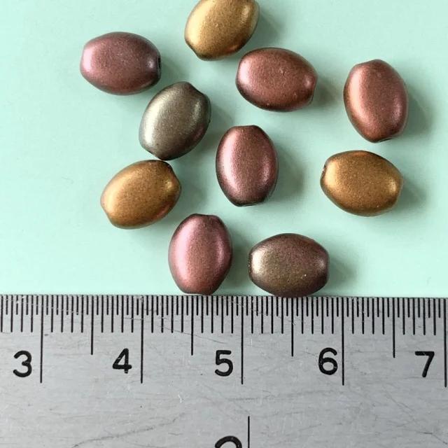 Czech Glass Pressed Beads Oval・Soft Metallic Mix・8x6mm【10pcs】