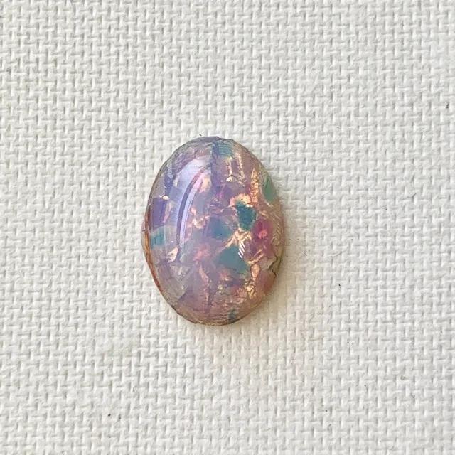 Czech Vintage Glass Fire Opal Cabochon 18x13mm