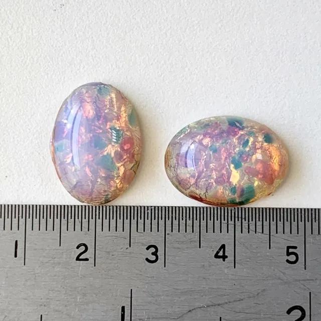 Czech Vintage Glass Fire Opal Cabochon 18x13mm