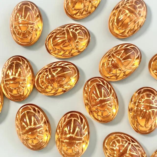 W.Germany Vintage Cabochon Scarab Topaz 14x10mm