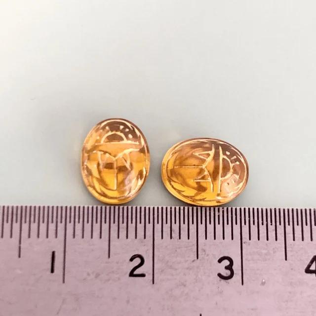 W.Germany Vintage Cabochon Scarab Topaz 10x8mm