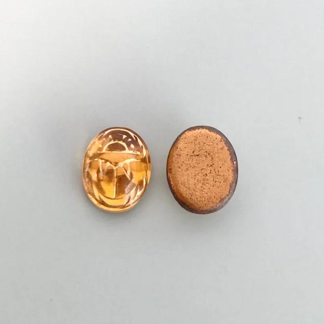W.Germany Vintage Cabochon Scarab Topaz 10x8mm