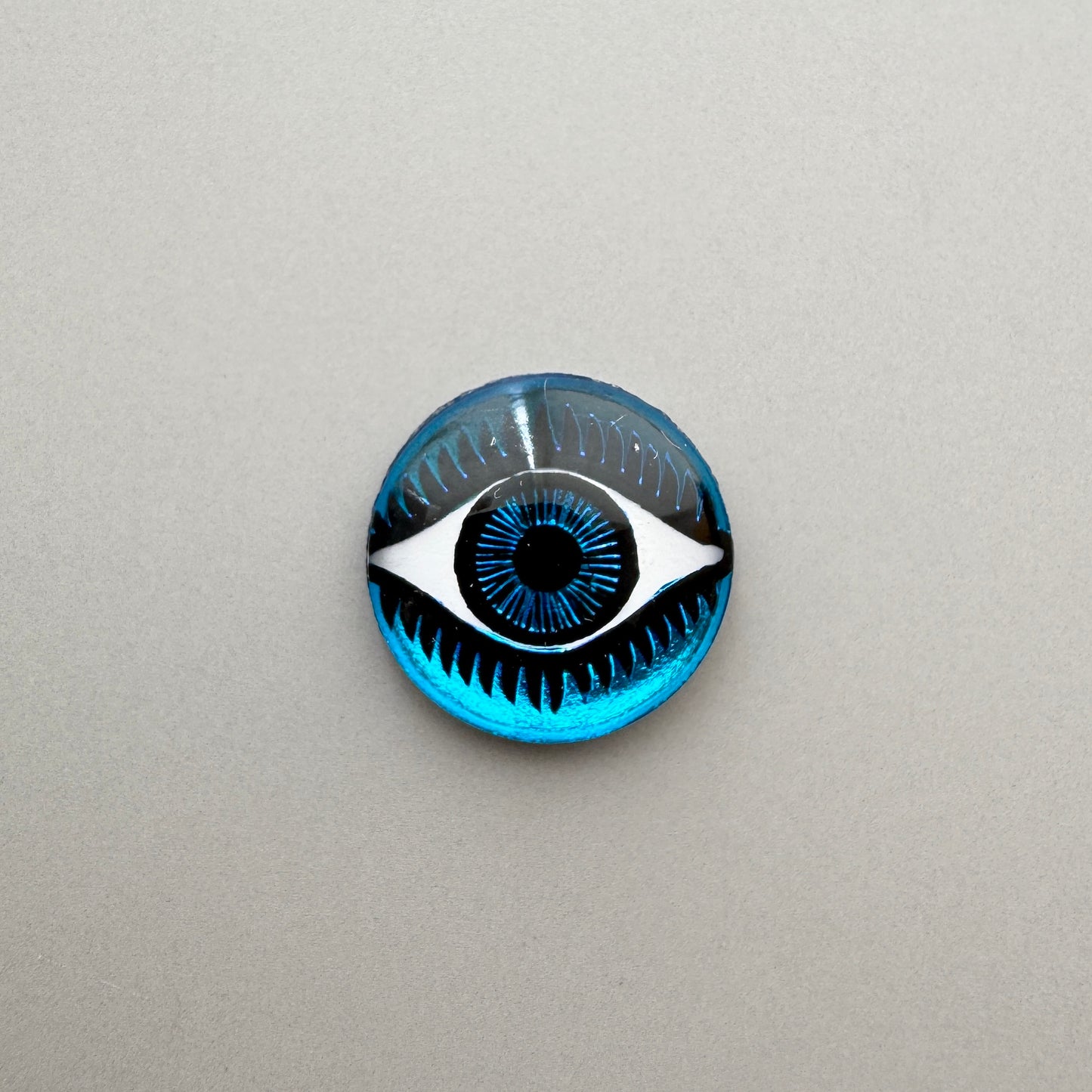 Czech Glass Intaglio Eye Bermuda Blue 14mm