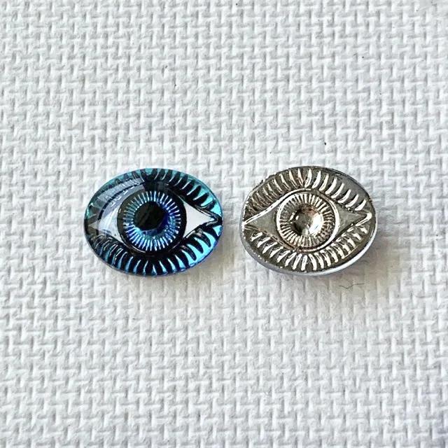 Czech Glass Intaglio Eye Bermuda Blue 10×8mm