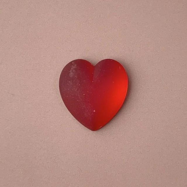 Czech Vintage Glass Cabochon Heart Matt Ruby 15x14mm