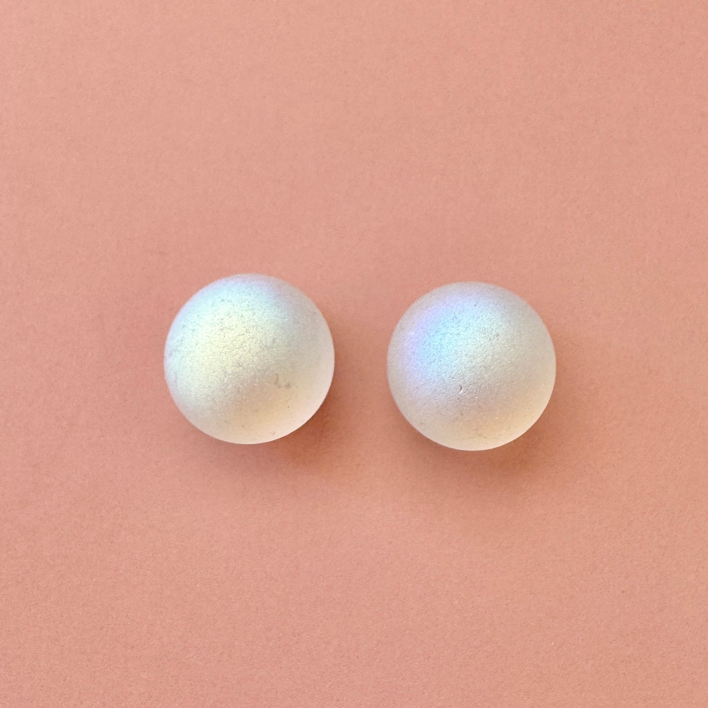 Czech Vintage Dome Cabochon Plain Matt Crystal AB 10mm【2pcs】