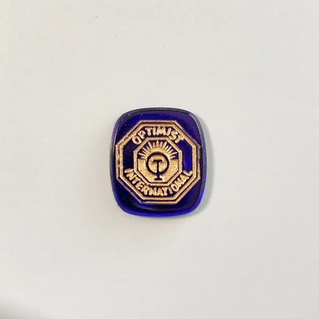W.Germany Vintage Glass Intaglio Optimist International Cobalt 16x14mm