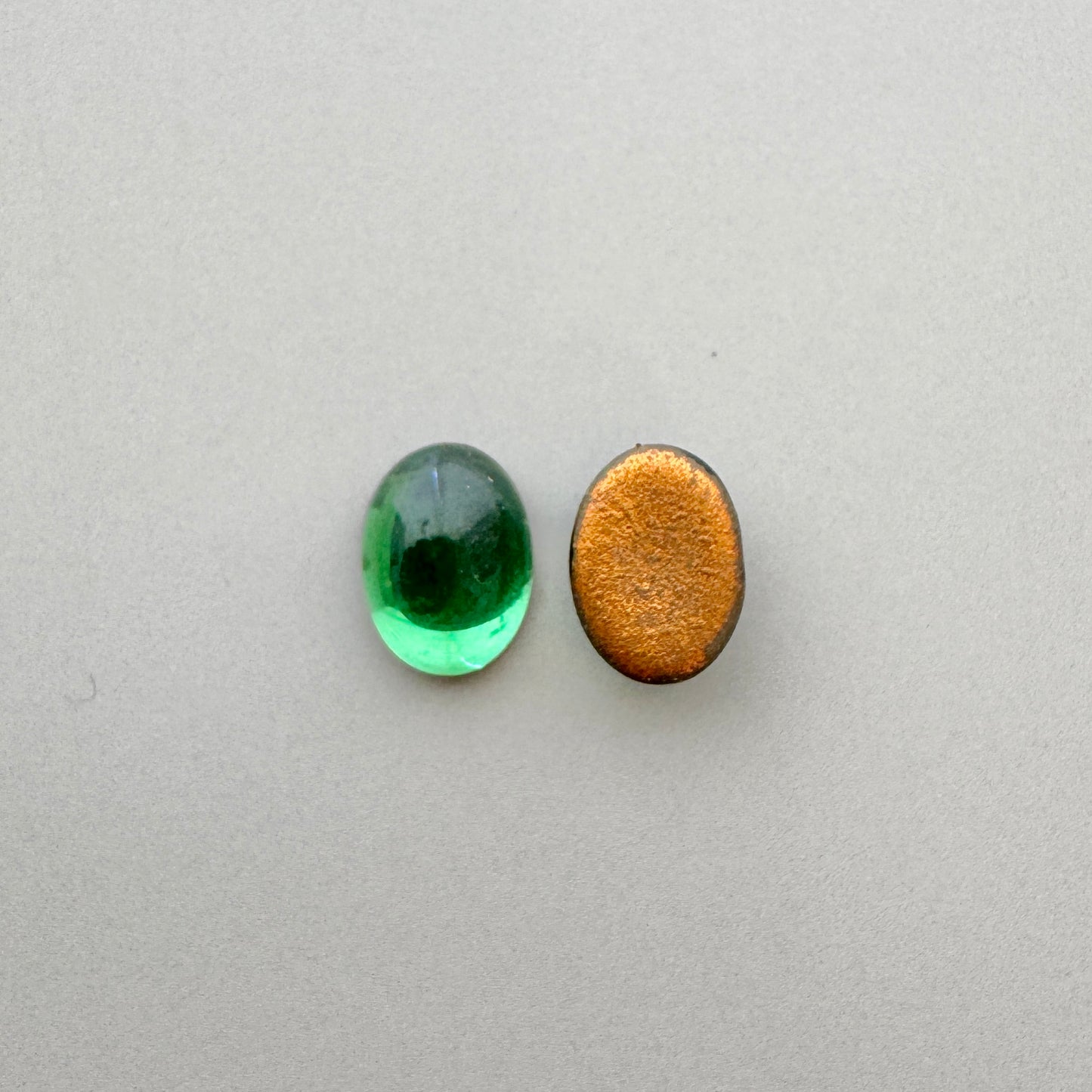 Vintage Glass Cabochon Oval Turmaline 8x6mm【2pcs】