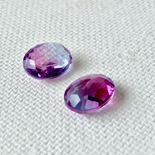 Bi-color Glass Stones Amethyst/Rose 10x8mm【2pcs】