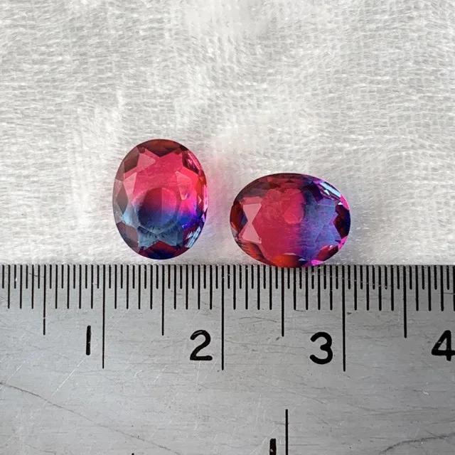 Bi-color Glass Stones Montana/Fuchsia 10x8mm【2pcs】
