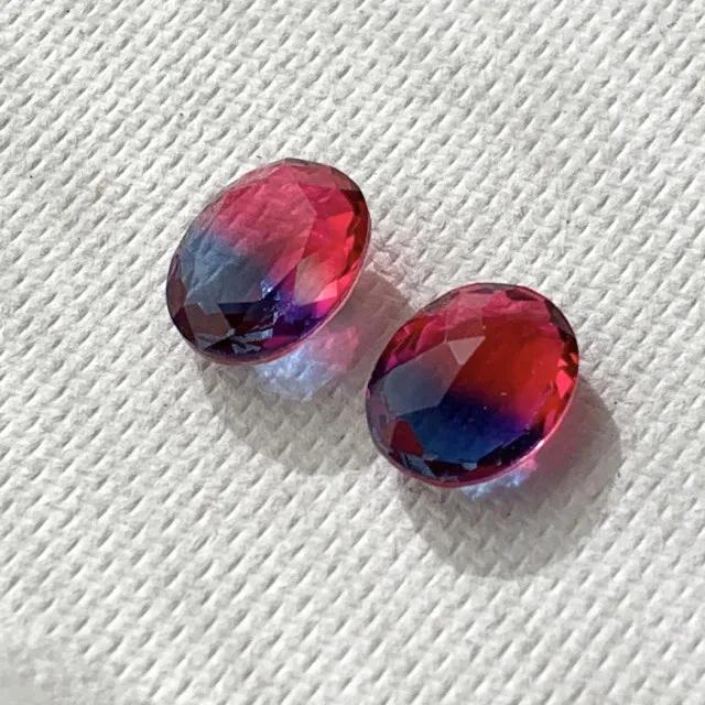 Bi-color Glass Stones Montana/Fuchsia 10x8mm【2pcs】