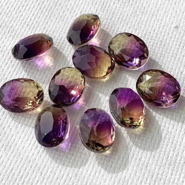 Bi-color Glass Stones Purple/Topaz 10x8mm【2pcs】