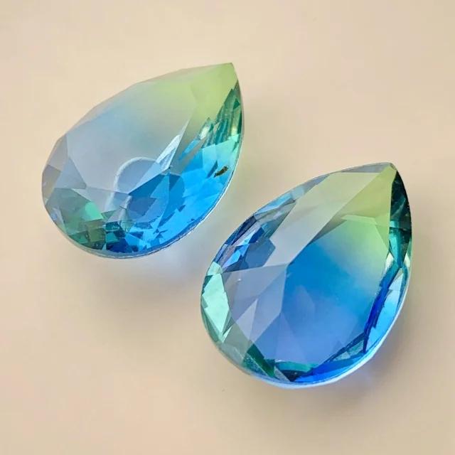 Bi-color Glass Stone Sapphire/Green Pearshape 18x13mm