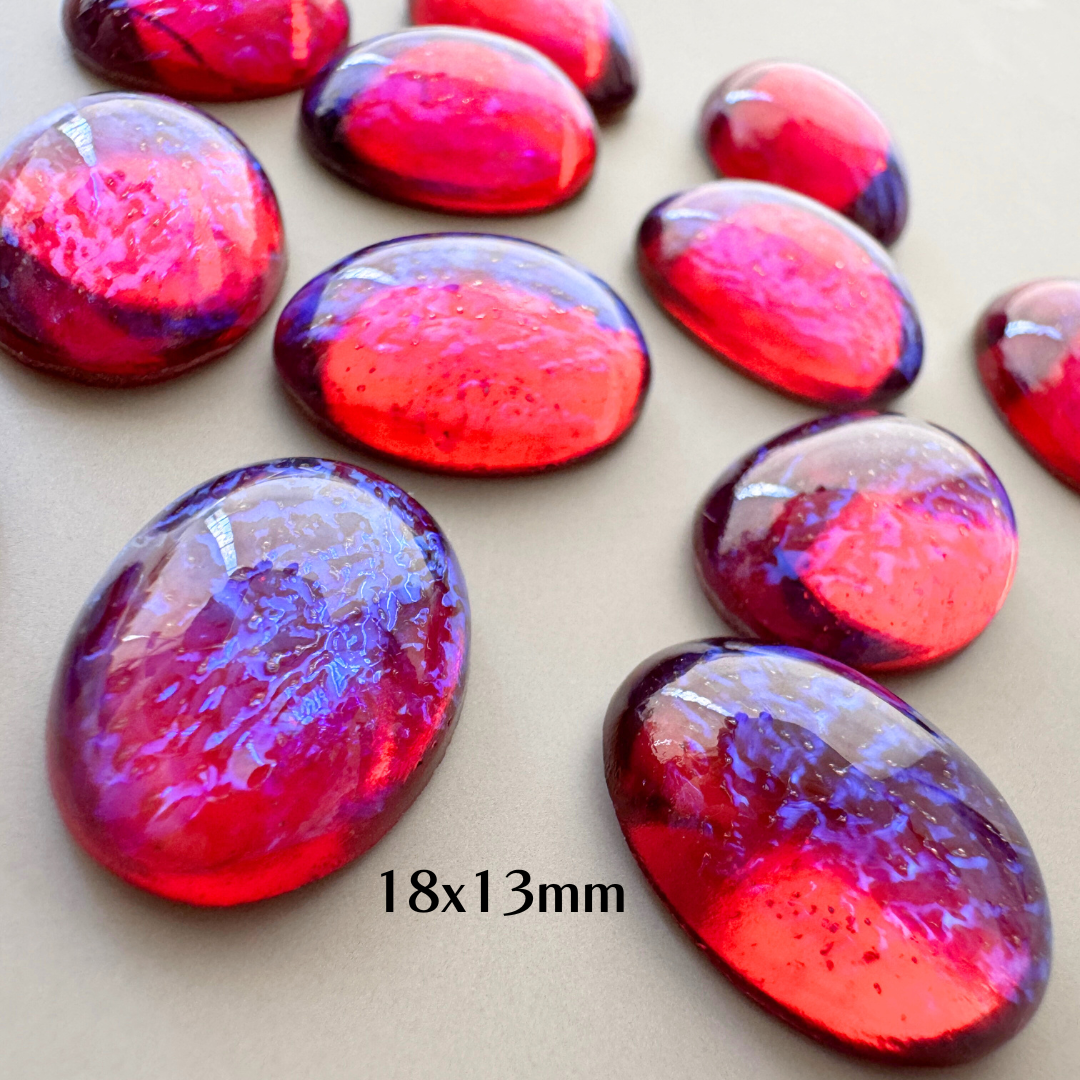 Czech Vintage Glass Dragon's Breath Oval【4 sizes】