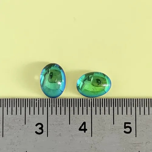 Czech Vintage Glass Cabochon Oval Bermuda Blue 8×6mm【2pcs】