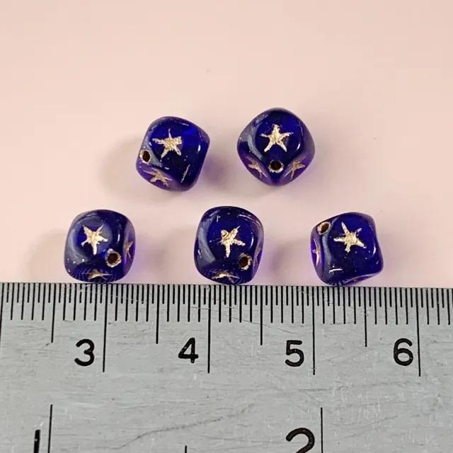 Czech Pressed Engraved Cube Beads 7mm【5pcs / 3colors】