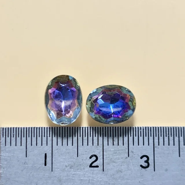 Czech Vintage Glass Stone Bermuda Blue Oval 10×8mm